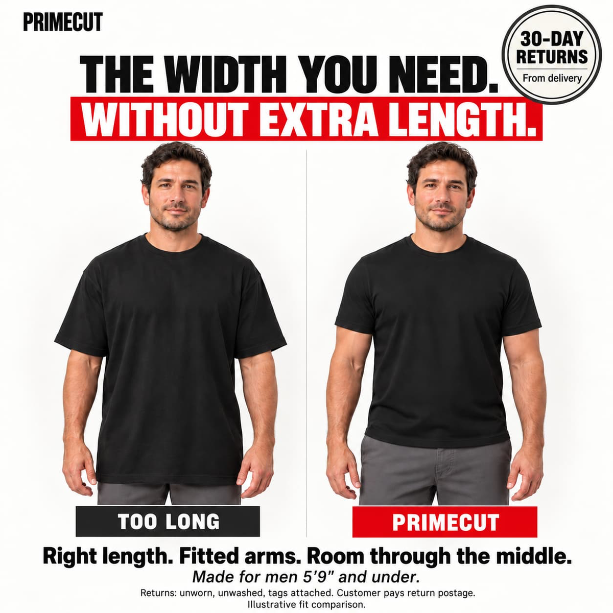 PrimeCut Crew Neck T-Shirt for Short Men