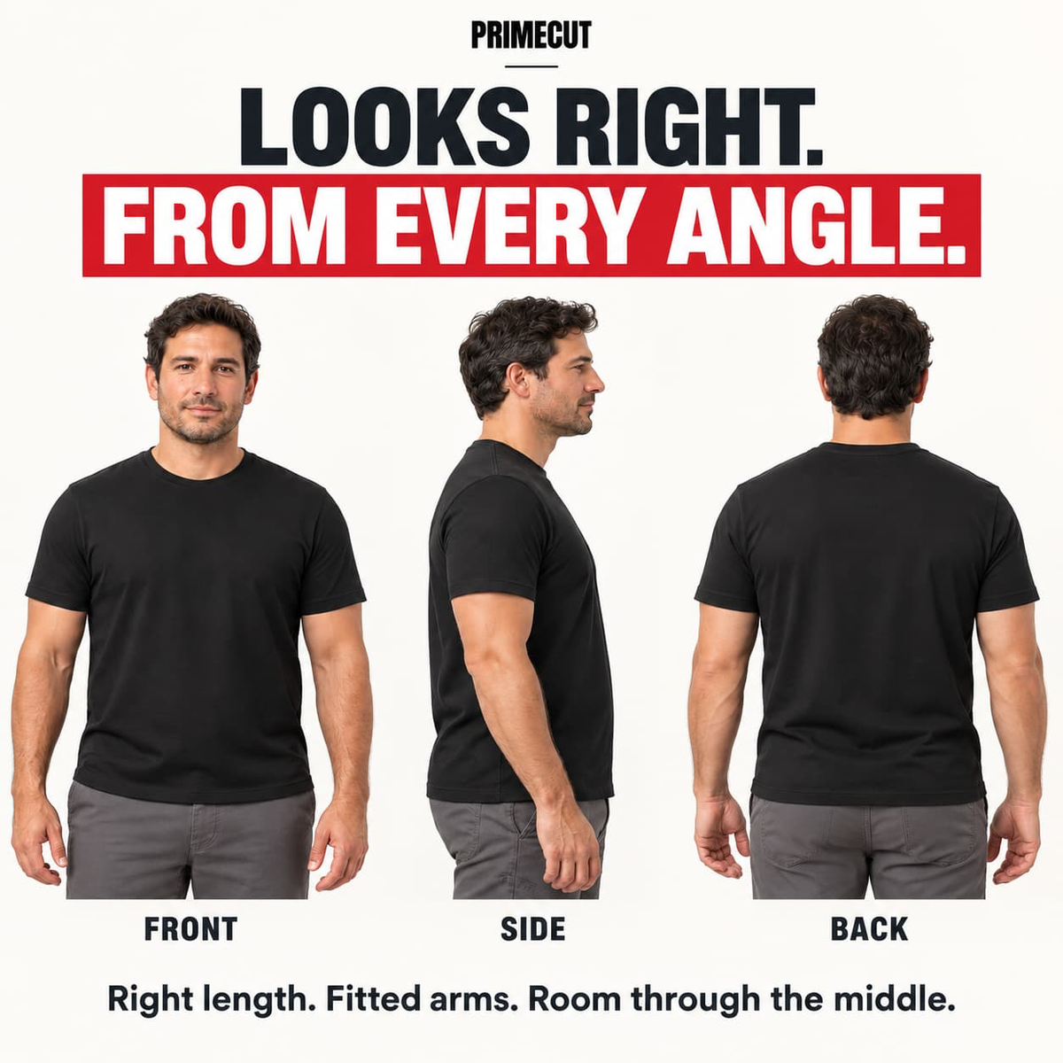 PrimeCut Crew Neck T-Shirt for Short Men