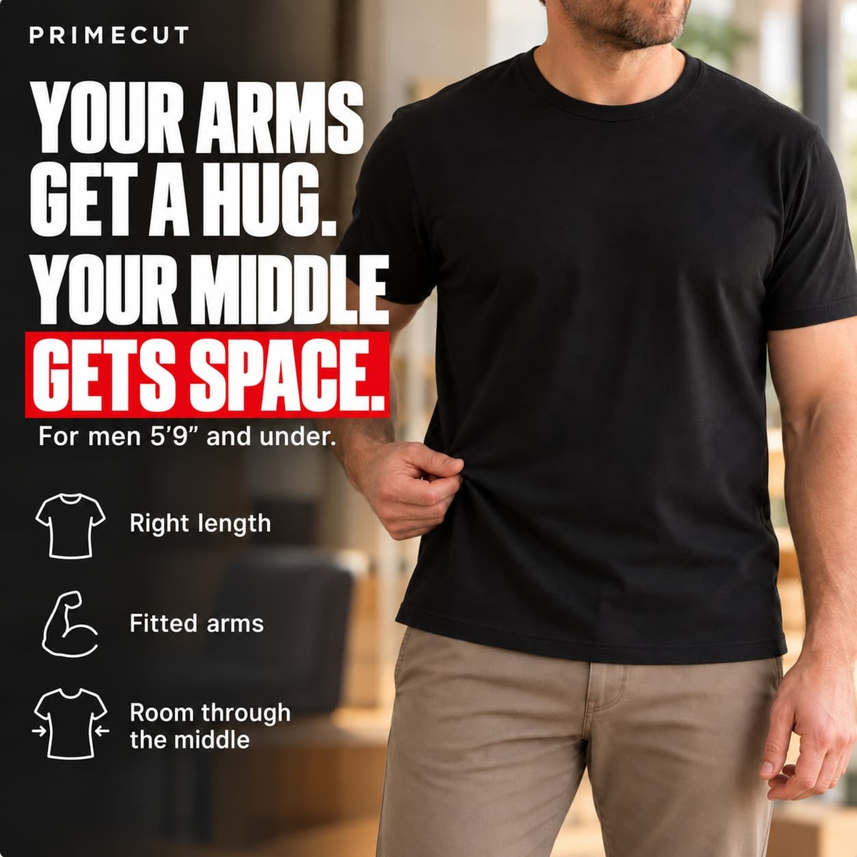 PrimeCut Crew Neck T-Shirt for Short Men