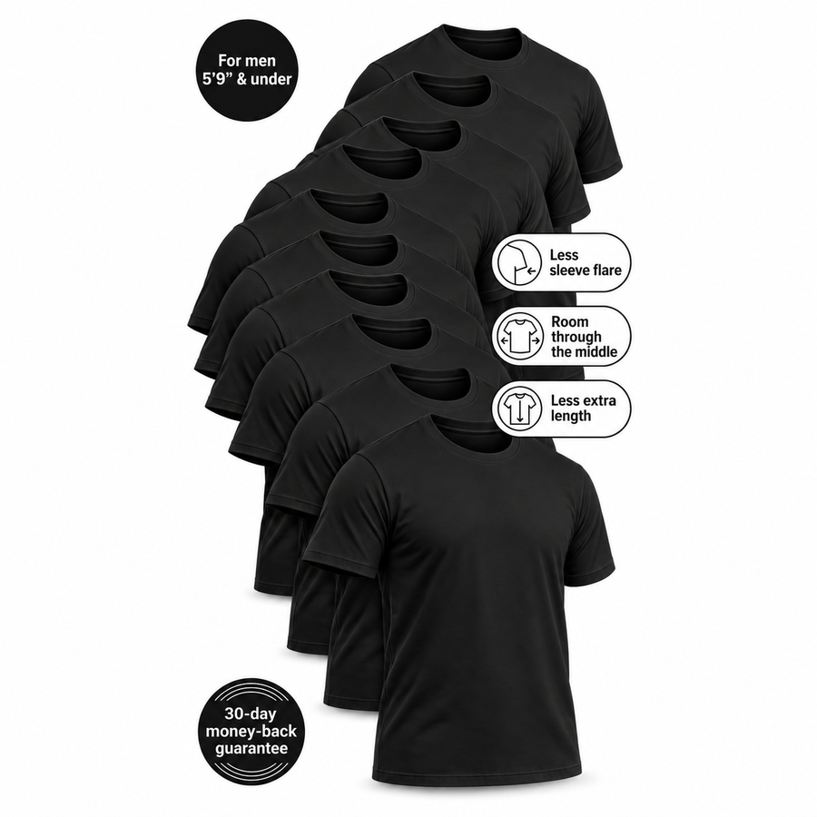 Blackout Ten — 10-Pack Black T-Shirts for Short Men: 10 Black